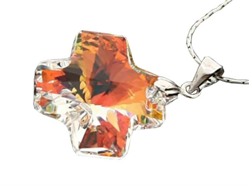 Finejewelers 925 Sterling Silver Multicolor Crystal Cross Pendant Necklace made with Elements on 18 Inch Chain