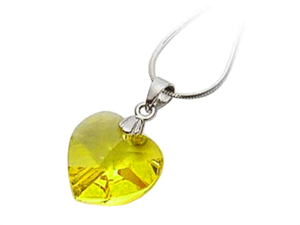 Finejewelers 925 Sterling Silver Yellow Color Crystal Heart Pendant Necklace made with Elements 18 Inch