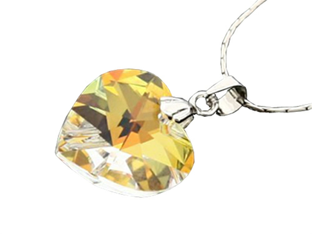 Finejewelers 925 Sterling Silver Multicolor Crystal Heart Pendant Necklace made with Elements on 18 Inch Chain