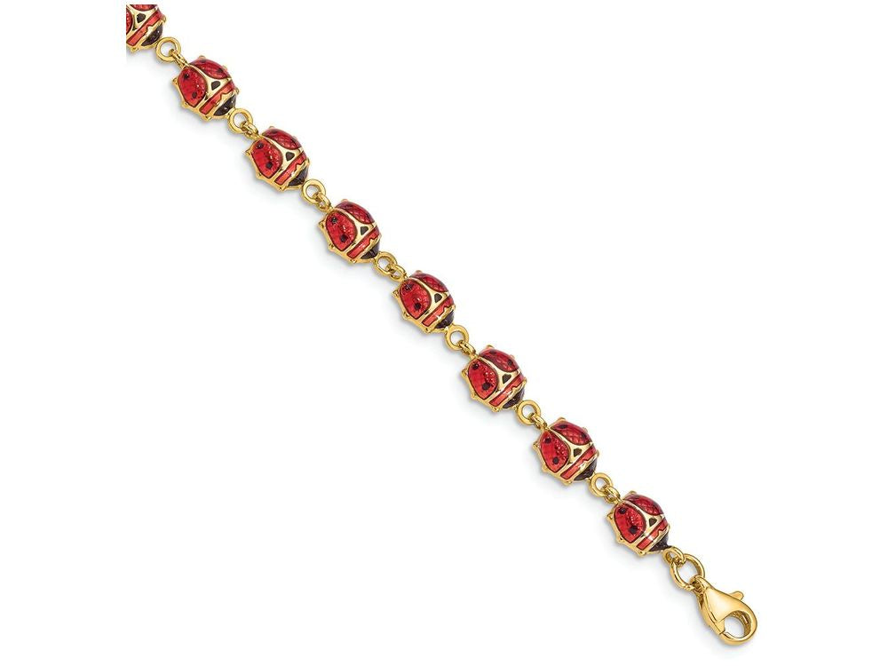 FJC Finejewelers 14k Yellow Gold Enamel Resin Ladybug Bracelet