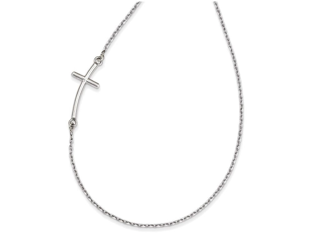 FJC Finejewelers 14k White Gold Large Sideways Curved Cross Necklace