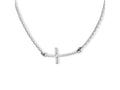 FJC Finejewelers 14k White Gold Sideways Curved Textured Cross Necklace