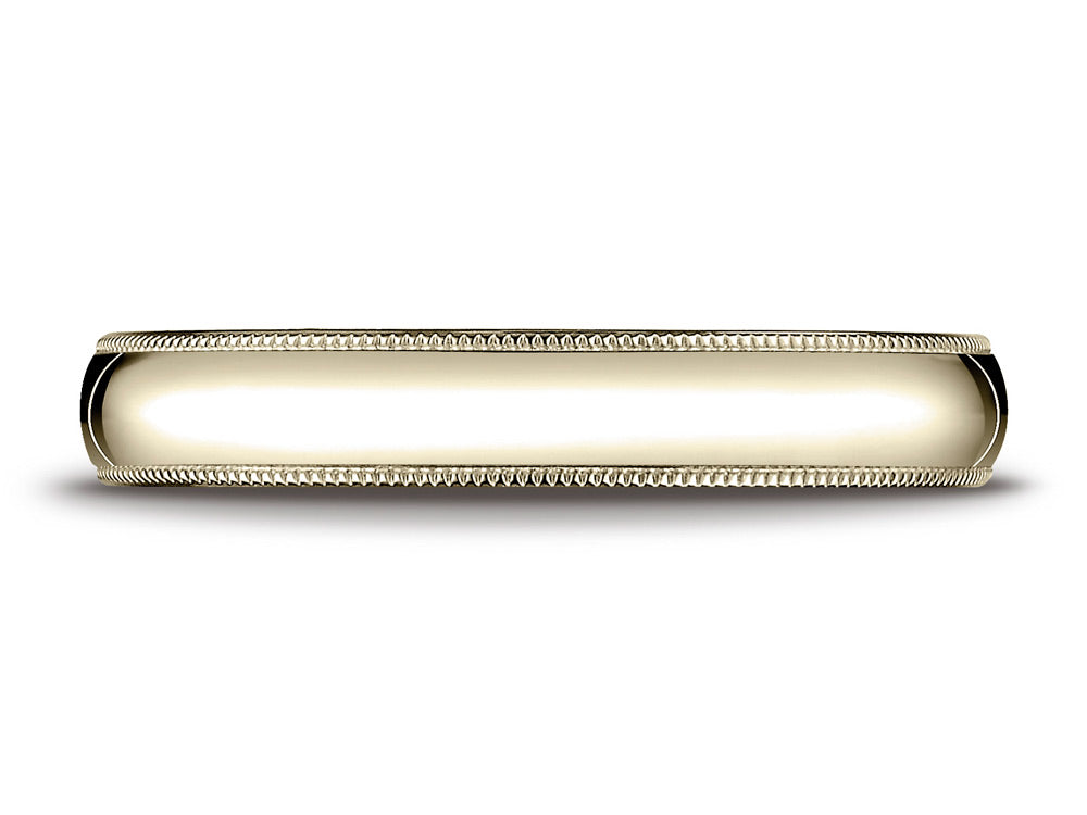 Benchmark 14k Gold 4mm Slightly Domed Super Light Comfort-fit Wedding Band / Ring With Milgrain