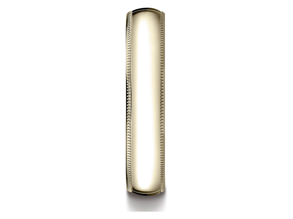 Benchmark 14k Gold 5mm Slightly Domed Super Light Comfort-fit Wedding Band / Ring With Milgrain