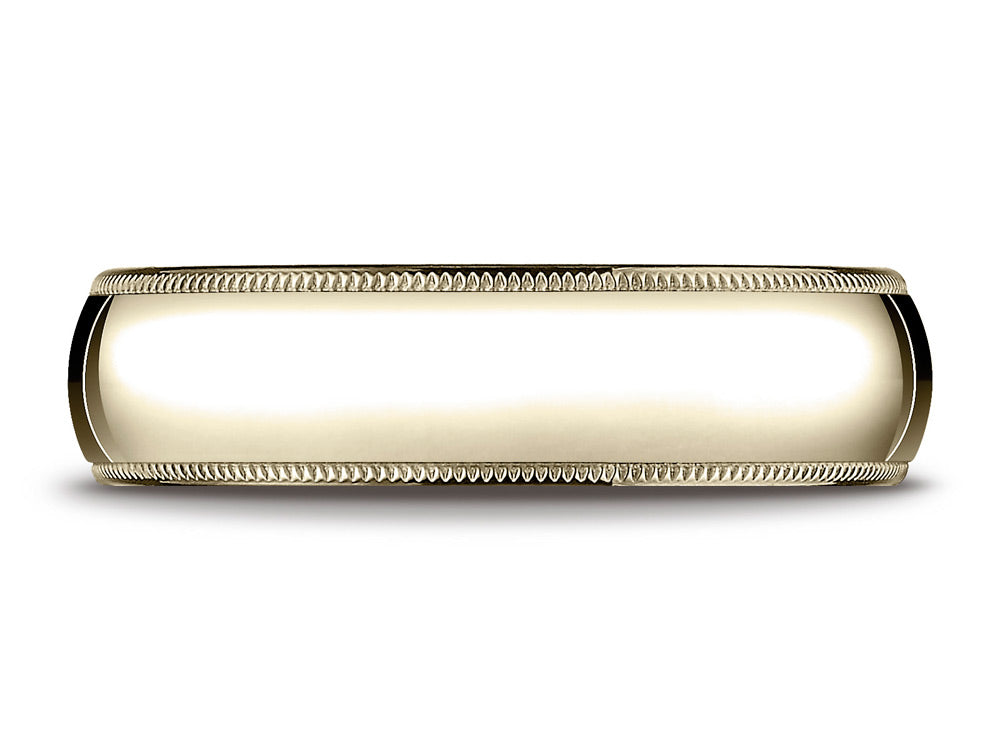 Benchmark 14k Gold 6mm Slightly Domed Super Light Comfort-fit Wedding Band / Ring With Milgrain