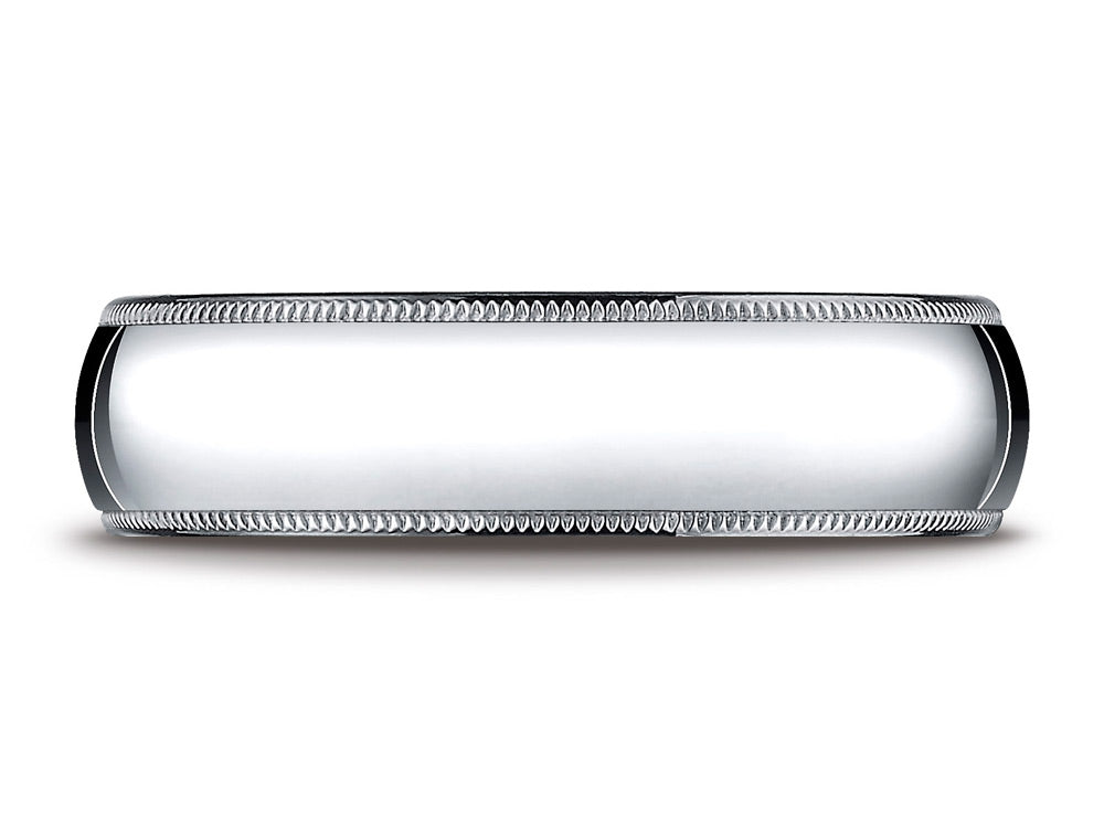 Benchmark 14k Gold 6mm Slightly Domed Super Light Comfort-fit Wedding Band / Ring With Milgrain