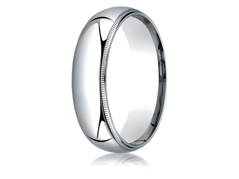 Benchmark 14k Gold 6mm Slightly Domed Super Light Comfort-fit Wedding Band / Ring With Milgrain