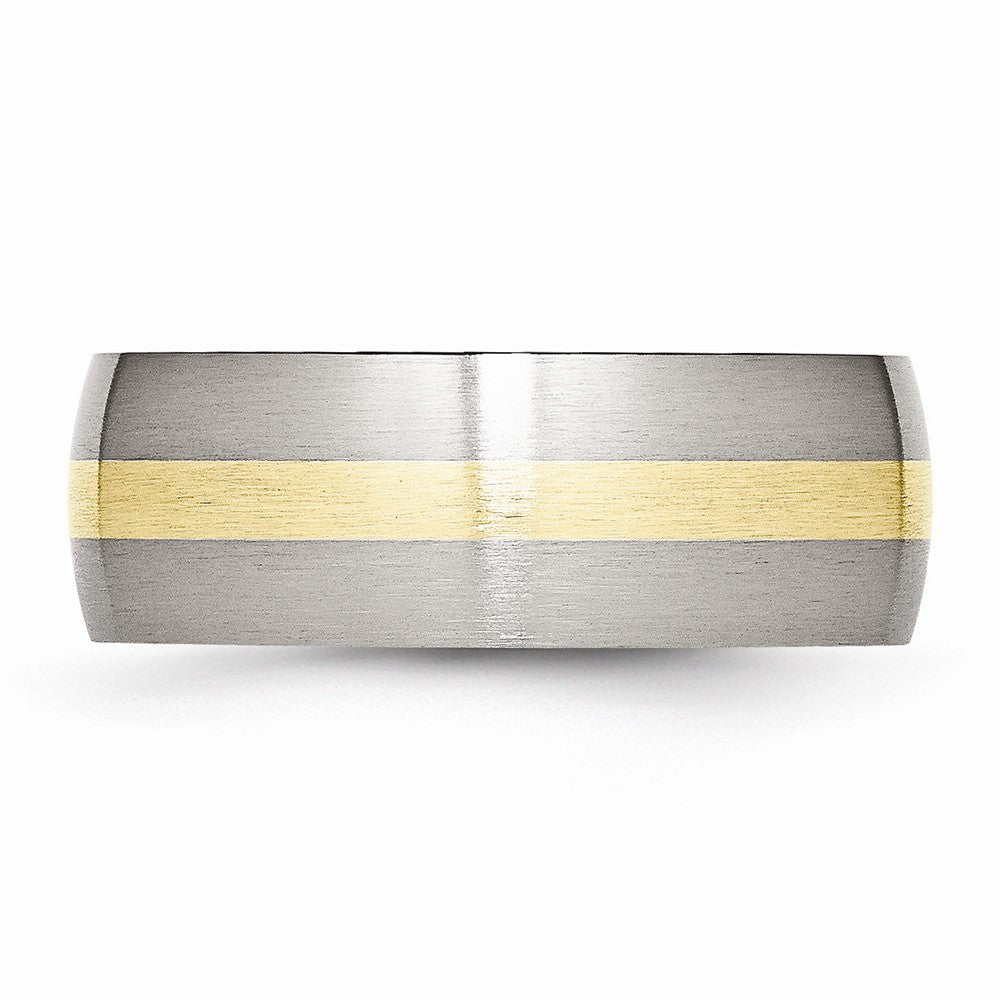 Chisel Stainless Steel 14k Yellow Inlay 8mm Brushed Wedding Band