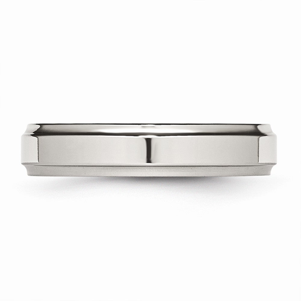 Chisel Stainless Steel Ridged-edge 5mm Polished Wedding Band