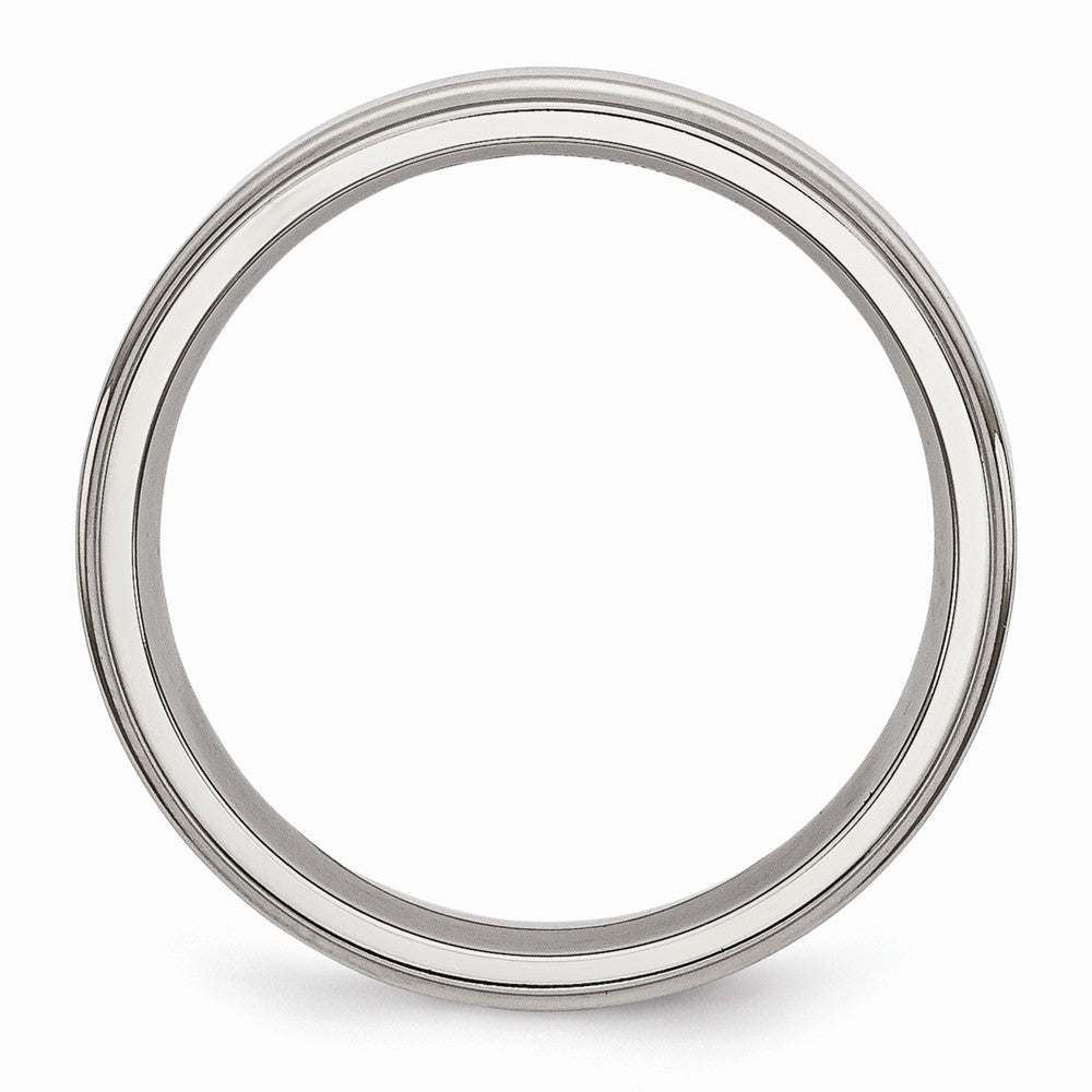 Chisel Stainless Steel Ridged-edge 5mm Polished Wedding Band