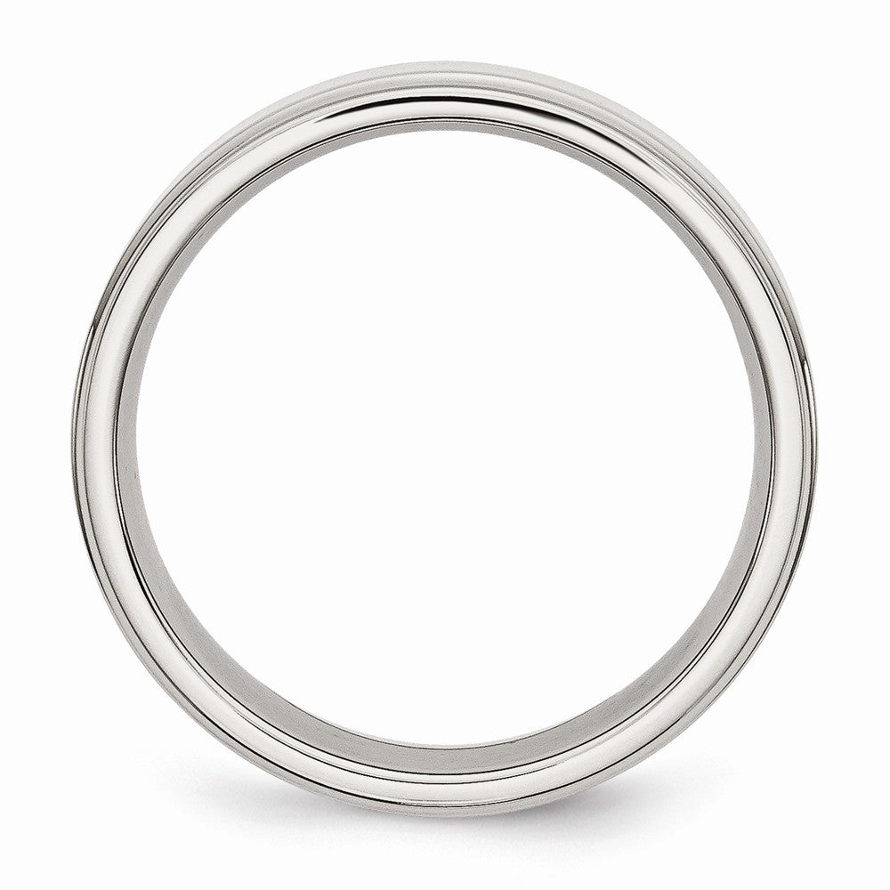 Chisel Stainless Steel Ridged Edge 6mm Polished Wedding Band