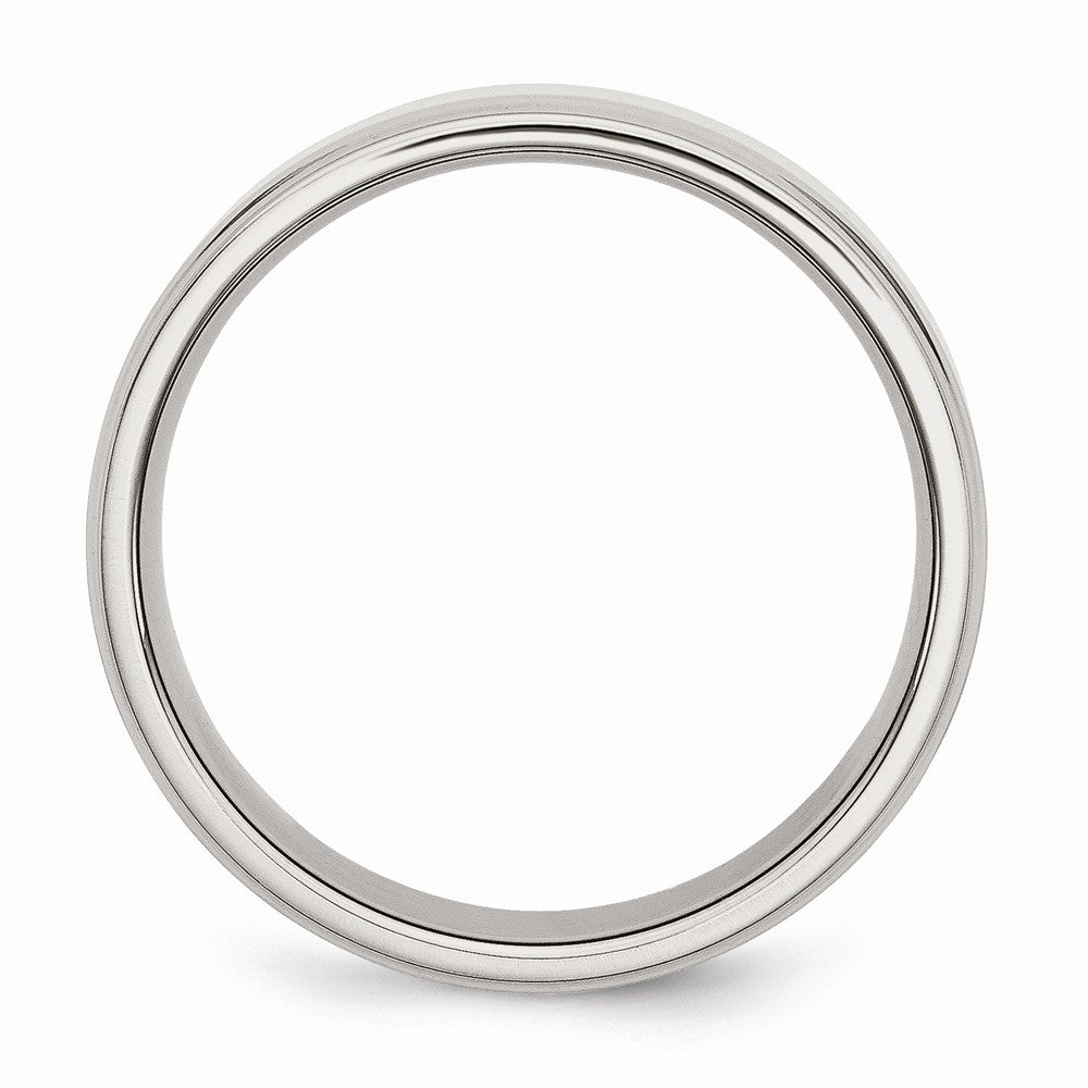 Chisel Stainless Steel Ridged Edge 7mm Polished Wedding Band