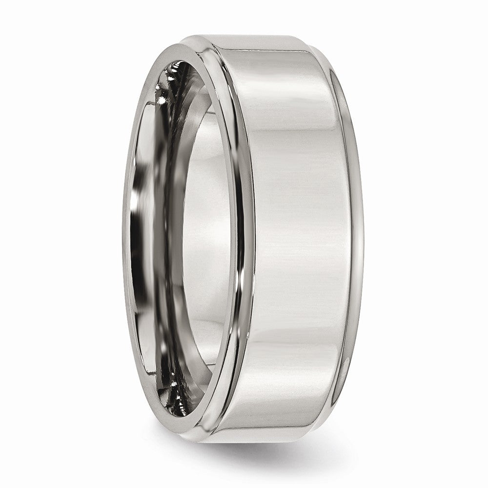 Chisel Stainless Steel Ridged Edge 8mm Polished Wedding Band