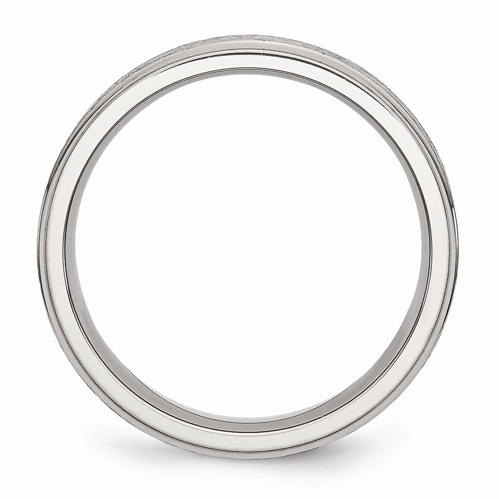 Chisel Stainless Steel Ridged Edge 6mm Satin And Polished Wedding Band