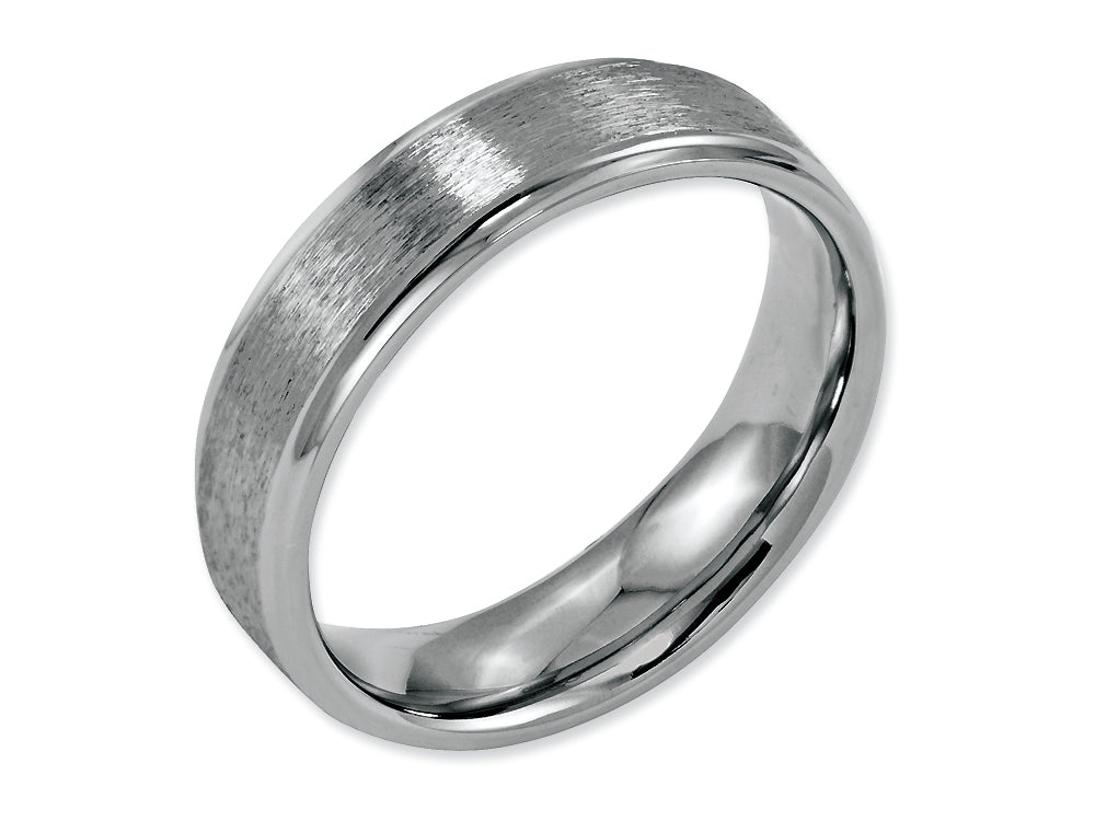 Chisel Stainless Steel Ridged Edge 6mm Satin And Polished Wedding Band