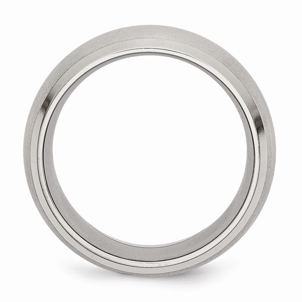 Chisel Stainless Steel Beveled Edge 10mm Brushed And Polished Wedding Band