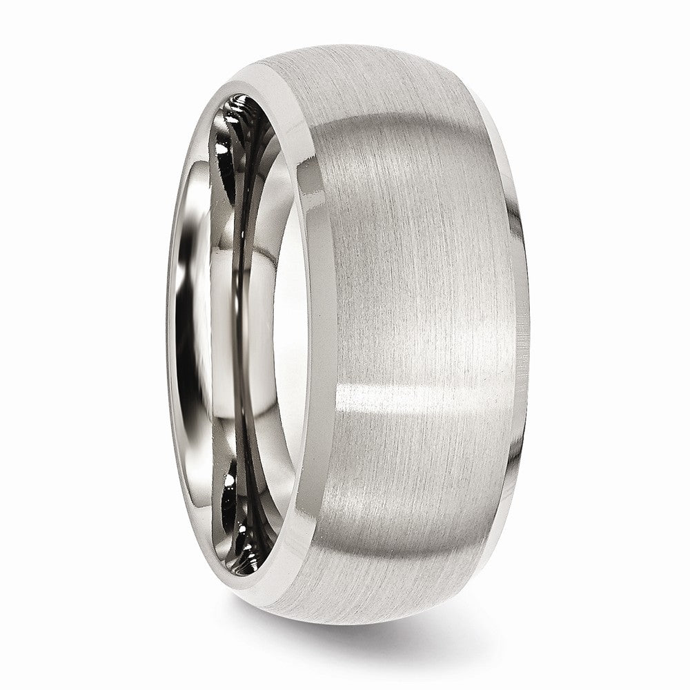 Chisel Stainless Steel Beveled Edge 10mm Brushed And Polished Wedding Band