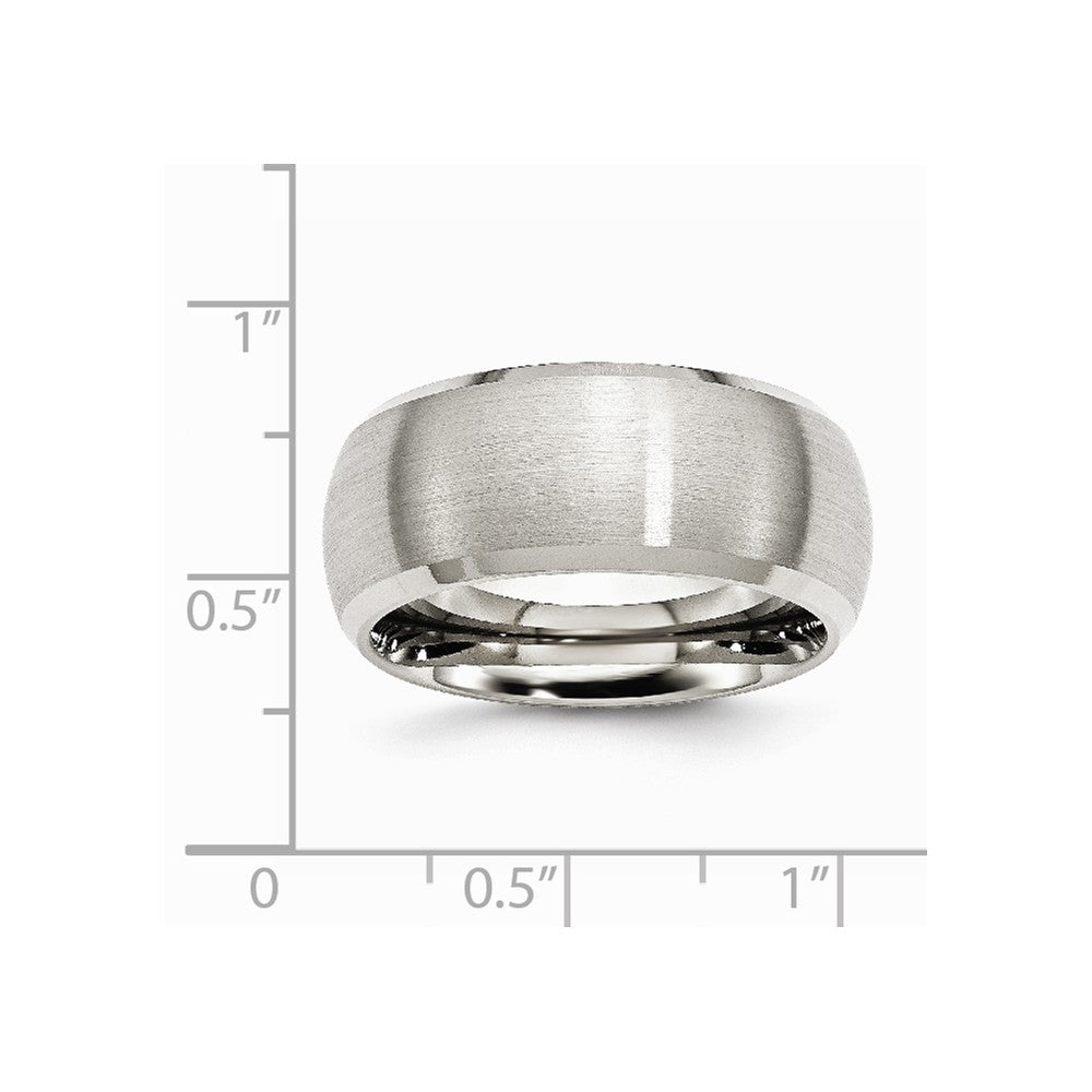Chisel Stainless Steel Beveled Edge 10mm Brushed And Polished Wedding Band
