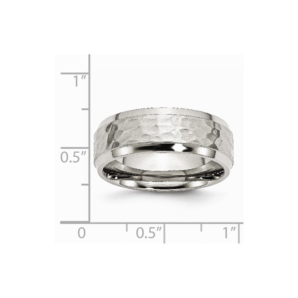 Chisel Stainless Steel Beveled Edge 8mm Hammered And Polished Wedding Band