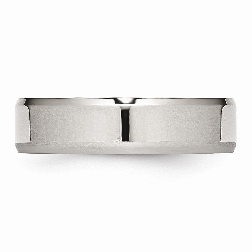 Chisel Stainless Steel Beveled Edge 6mm Polished Wedding Band