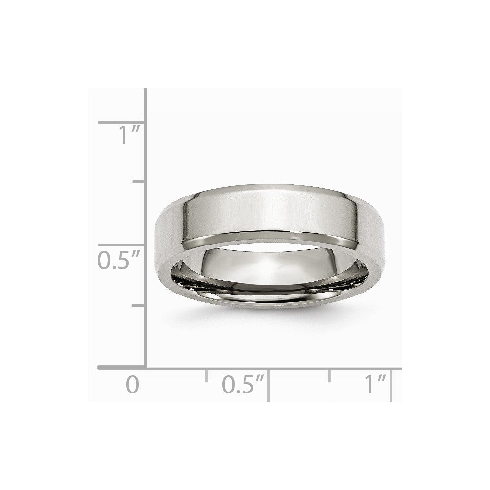 Chisel Stainless Steel Beveled Edge 6mm Polished Wedding Band