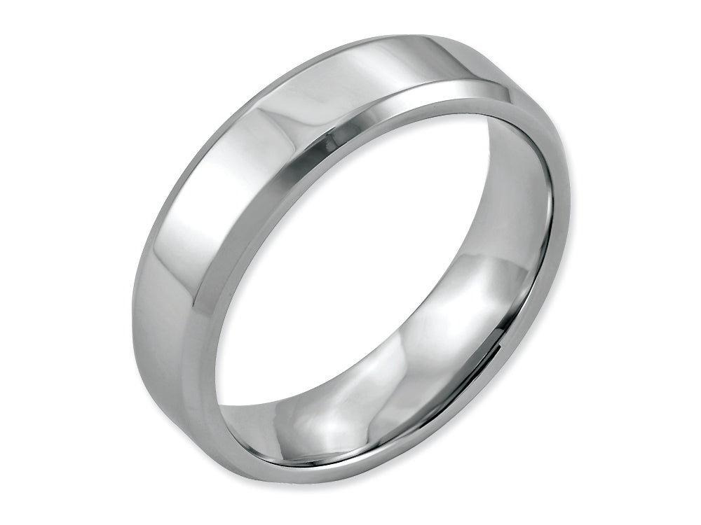 Chisel Stainless Steel Beveled Edge 6mm Polished Wedding Band