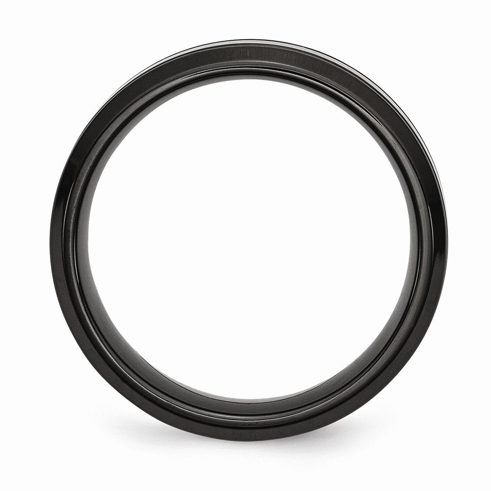 Chisel Stainless Steel Black Ip-plated Grooved And Polished 7mm Wedding Band