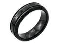 Chisel Stainless Steel Black Ip-plated Grooved And Polished 7mm Wedding Band
