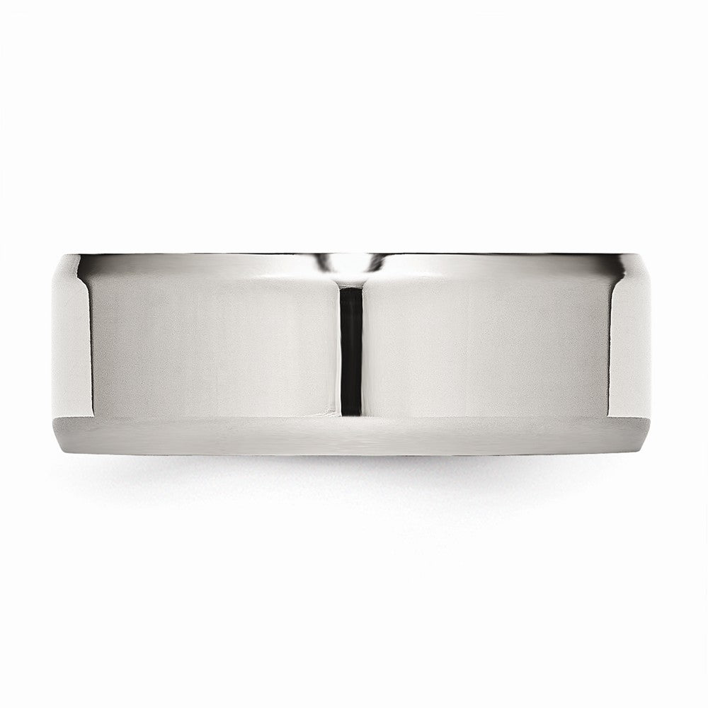 Chisel Stainless Steel Beveled Edge 8mm Polished Wedding Band