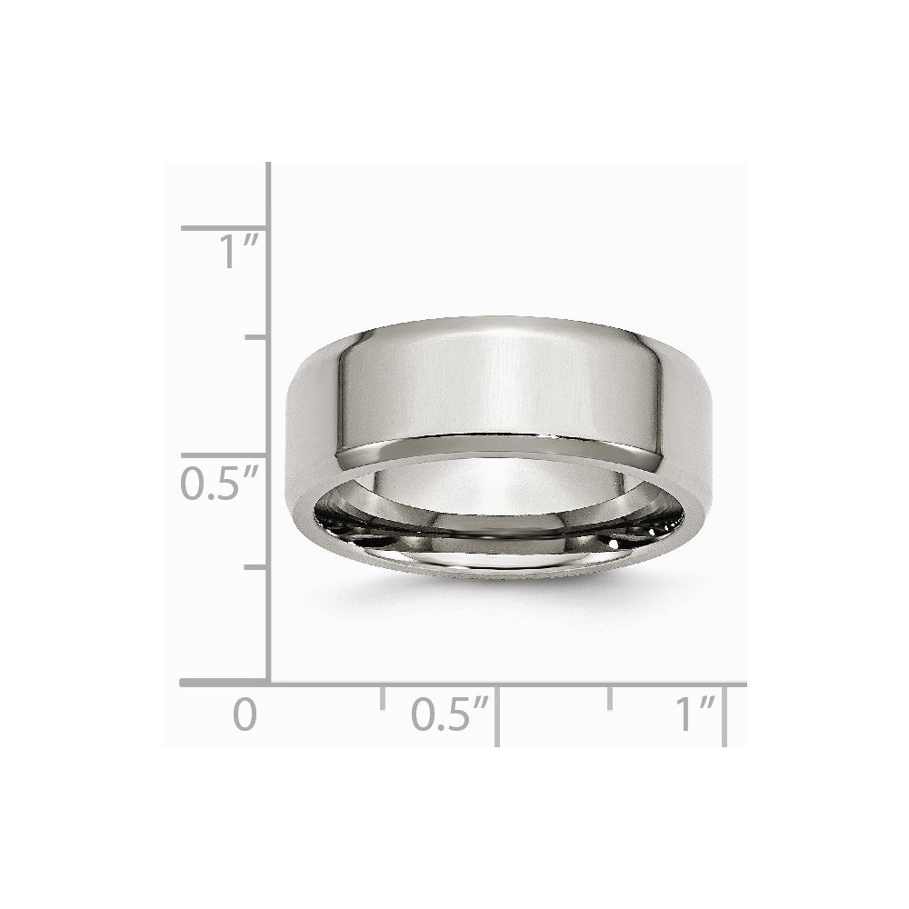 Chisel Stainless Steel Beveled Edge 8mm Polished Wedding Band