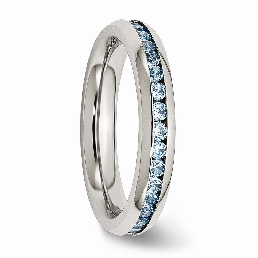 Chisel Stainless Steel 4mm December Teal CZ Ring
