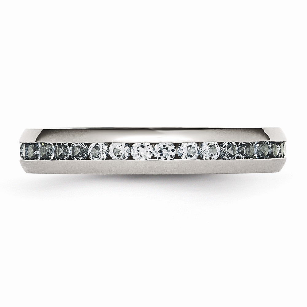 Chisel Stainless Steel 4mm March Light Blue CZ Ring