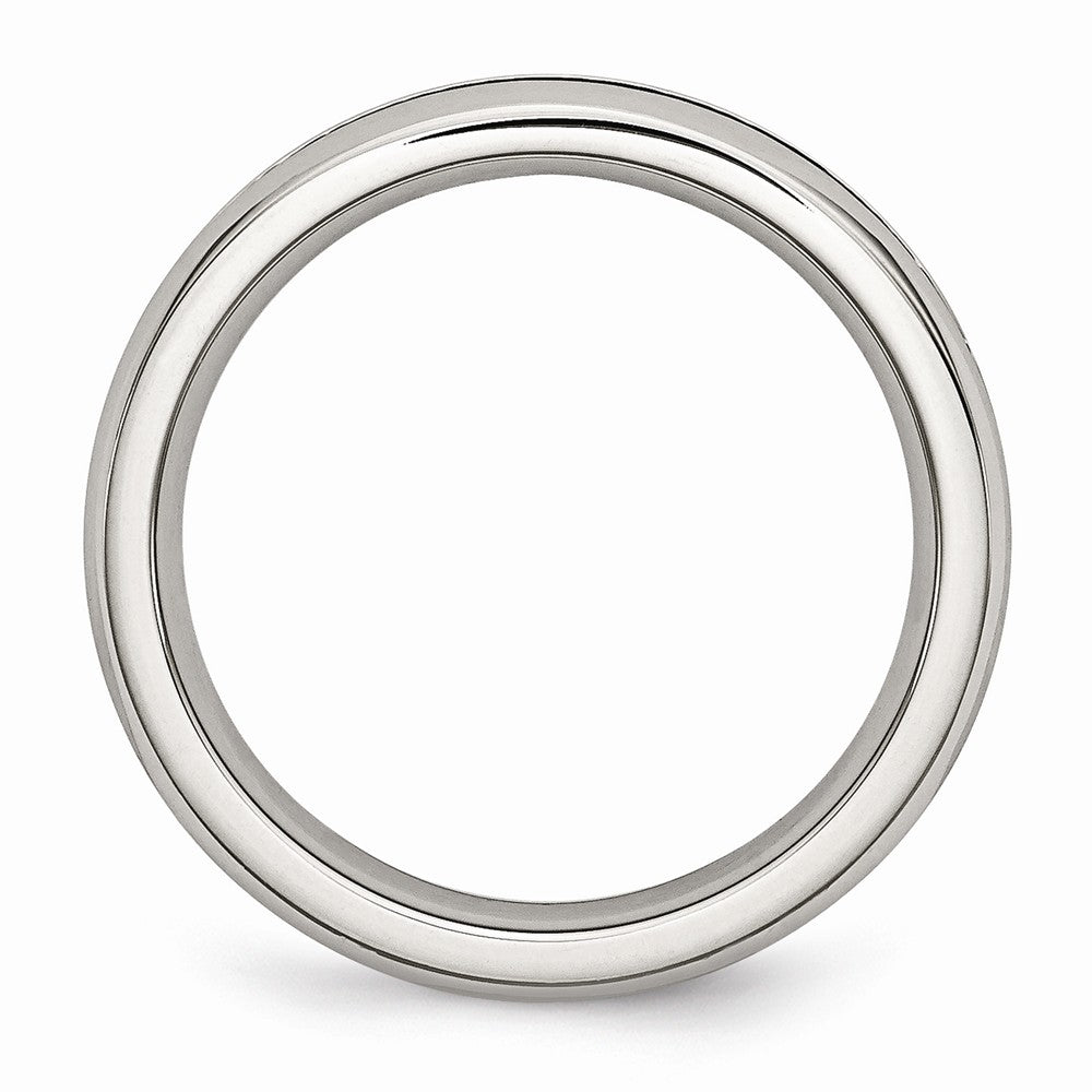 Chisel Stainless Steel 4mm May Green CZ Ring