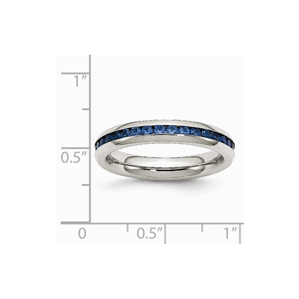 Chisel Stainless Steel 4mm September Blue CZ Ring
