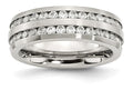 Chisel Stainless Steel 7mm Double Row CZ Ring