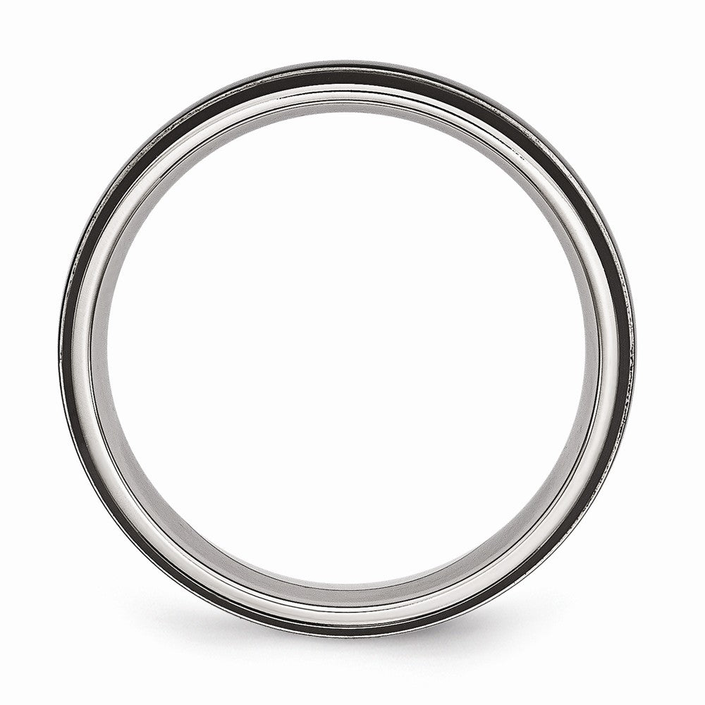 Chisel Stainless Steel Grooved and Polished 6mm Black Ip-plated Wedding Band