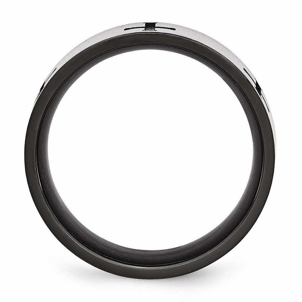 Chisel Stainless Steel 7mm Black Ip-plated Crosses Brushed/polished Wedding Band