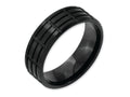 Chisel Stainless Steel 8mm Black Ip-plated Grooved and Brushed Wedding Band