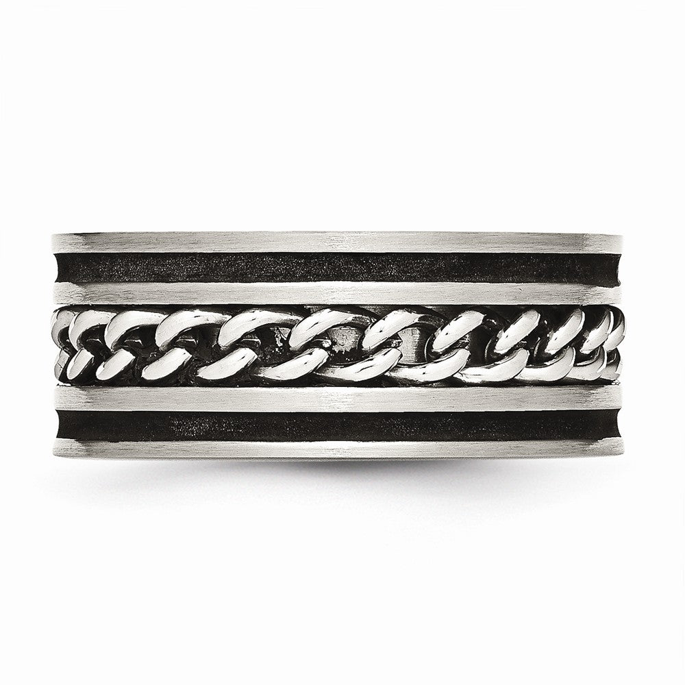 Chisel Stainless Steel Chain/black Ip-plated Brushed and Polished 10mm Wedding Band