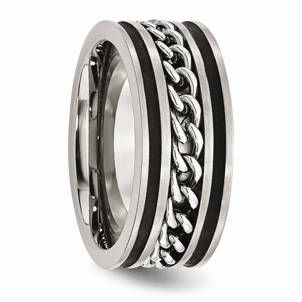 Chisel Stainless Steel Chain/black Ip-plated Brushed and Polished 10mm Wedding Band