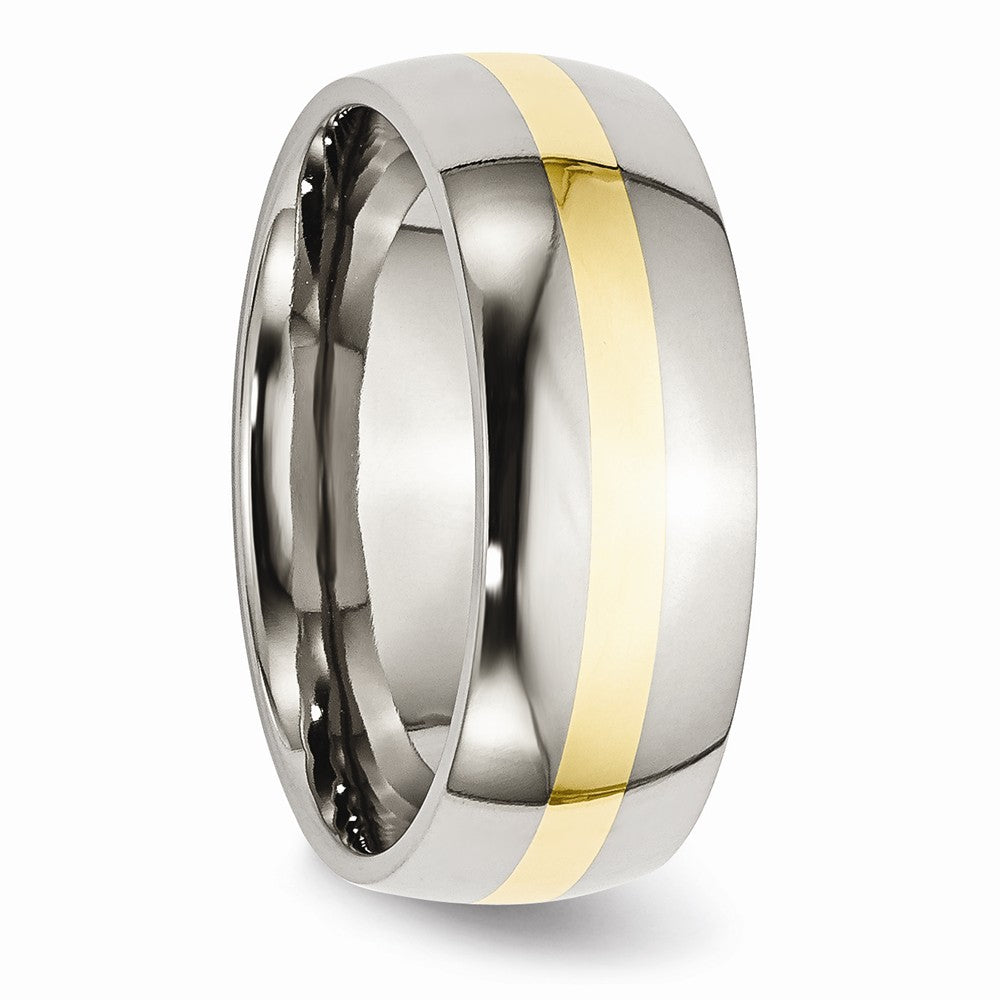 Chisel Stainless Steel And 14k Yellow Inlay 8mm Polished Wedding Band