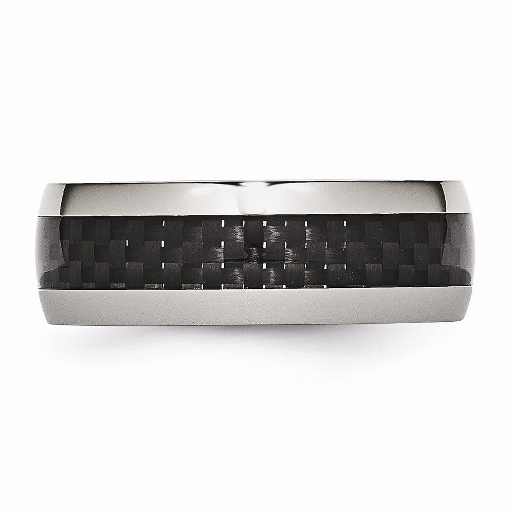 Chisel Stainless Steel And Black Carbon Fiber 8mm Polished Wedding Band