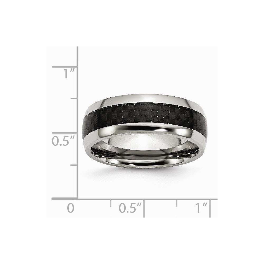 Chisel Stainless Steel And Black Carbon Fiber 8mm Polished Wedding Band