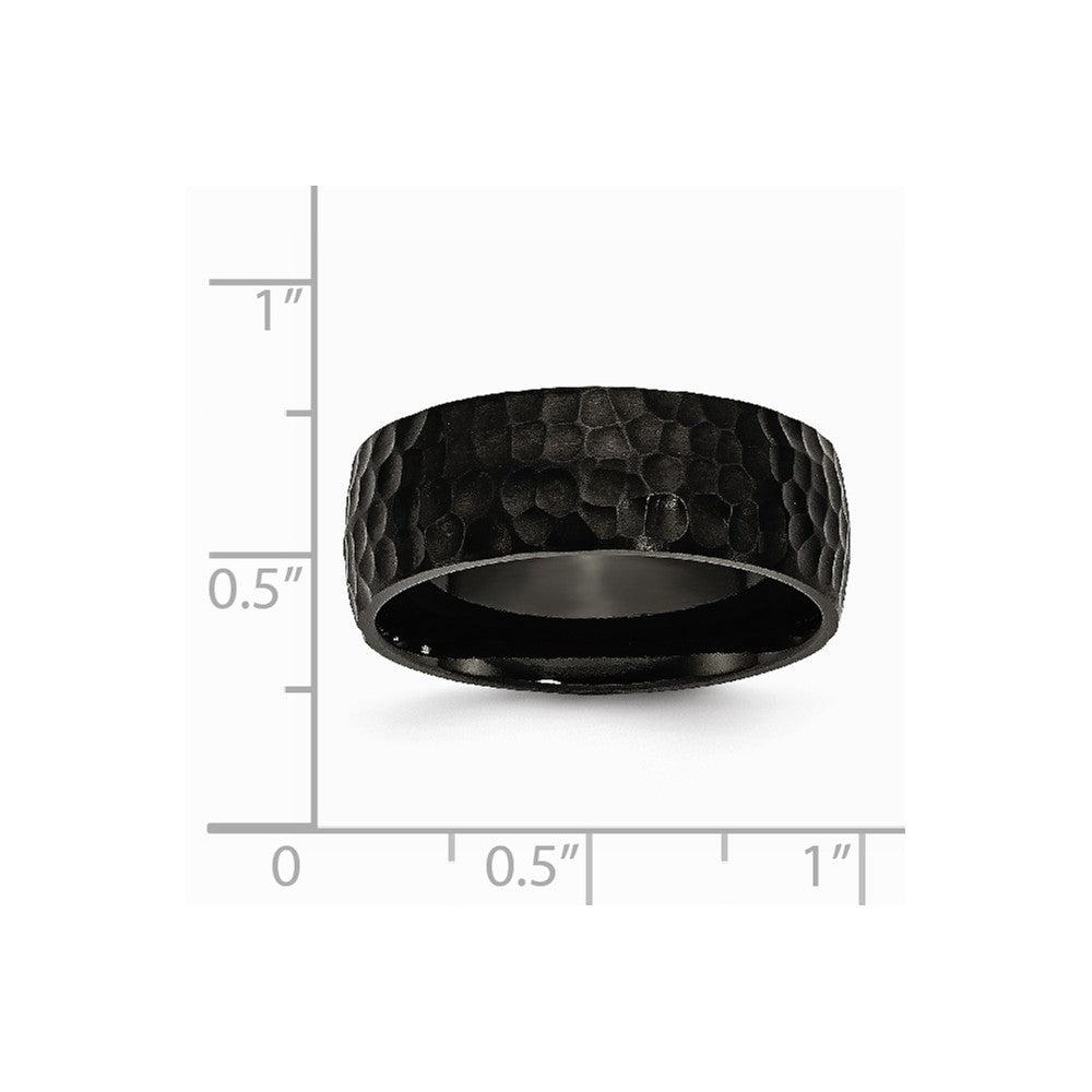 Chisel Stainless Steel Black Ip-plated Hammered 8mm Wedding Band