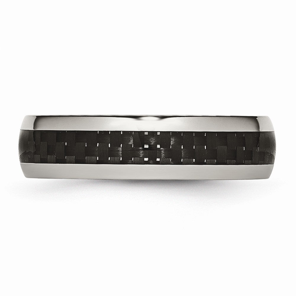 Chisel Stainless Steel And Black Carbon Fiber 6mm Polished Wedding Band