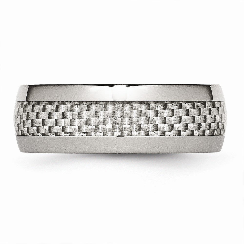 Chisel Stainless Steel And Grey Carbon Fiber 8mm Polished Wedding Band