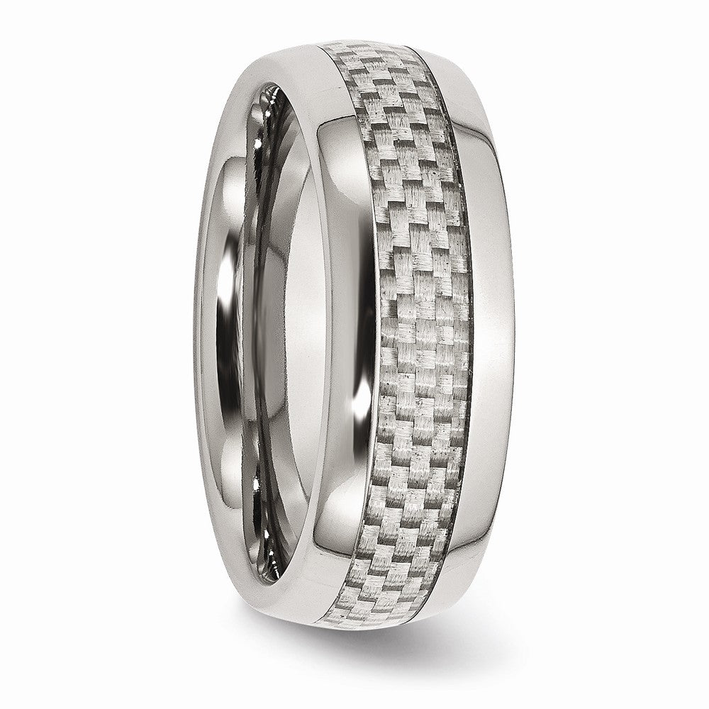 Chisel Stainless Steel And Grey Carbon Fiber 8mm Polished Wedding Band