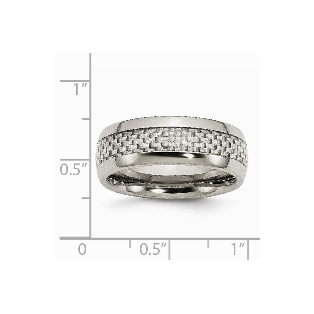 Chisel Stainless Steel And Grey Carbon Fiber 8mm Polished Wedding Band