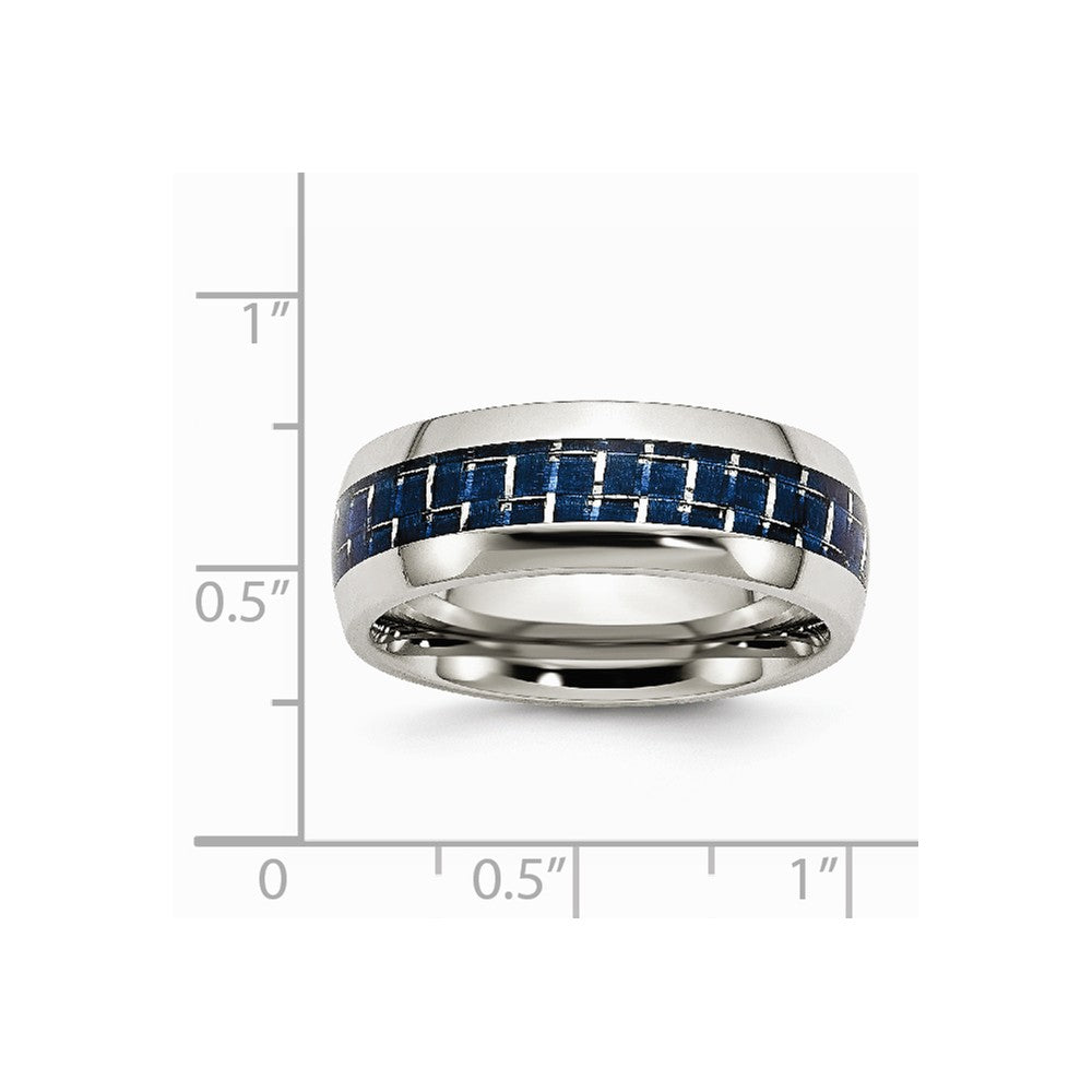 Chisel Stainless Steel Blue Carbon Fiber Inlay Polished Wedding Band