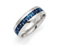 Chisel Stainless Steel Blue Carbon Fiber Inlay Polished Wedding Band